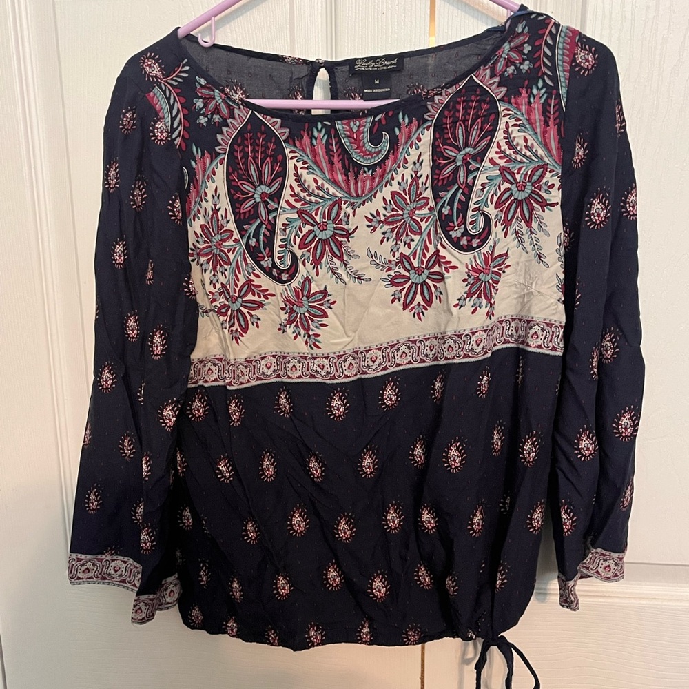 Lucky Brand Navy and Red Paisley Blouse - Picture 1 of 3